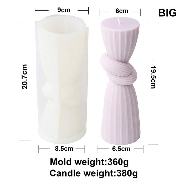 Knot Stripe Cylindrical Candle Silicone Mold New Knot Stripe thick mold DIY Geometric Shaped Spire silicone Mold home decor