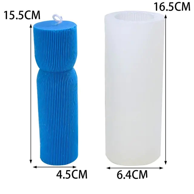 Striped cylindrical candle silicone mold Irregular geometry cylindrical candle silicone mold Home decoration soap silicone mold