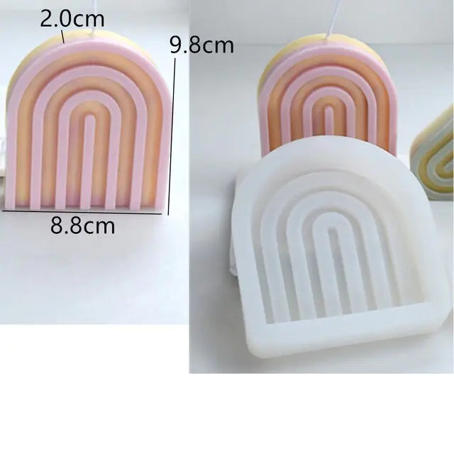 New DIY Art Geometric Rainbow U-Shaped Arch Candle Silicone Mold Handmade Craft Aromatherapy Candle Soy Wax Mould Home Decor