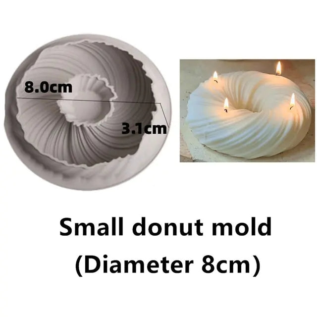 Large Various shapes Donut candle silicone mold Irregular geometric shapes doughnut mousse cake silicone mold chocolate mold