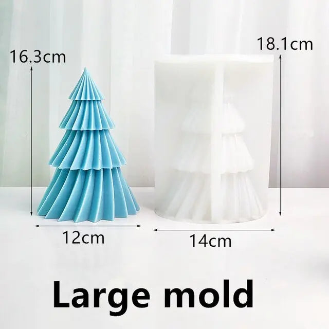 Large Geometric Spinning Pine Silicone Candle Mold Handmade Christmas Tree Aromatherapy Gypsum Resin Soap Mould Home Decor Gifts
