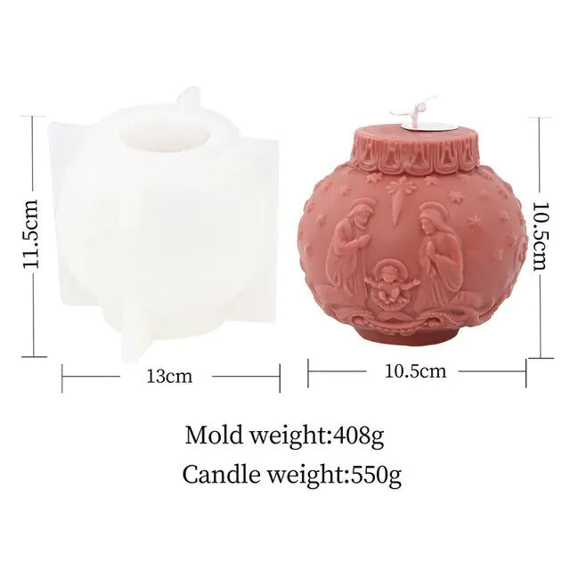 3D Elk snowflake Pattern Ball Candle Silicone Mold Christmas Ball Aroma Epoxy Resin Mold Soap Candle Making Christmas Home Decor