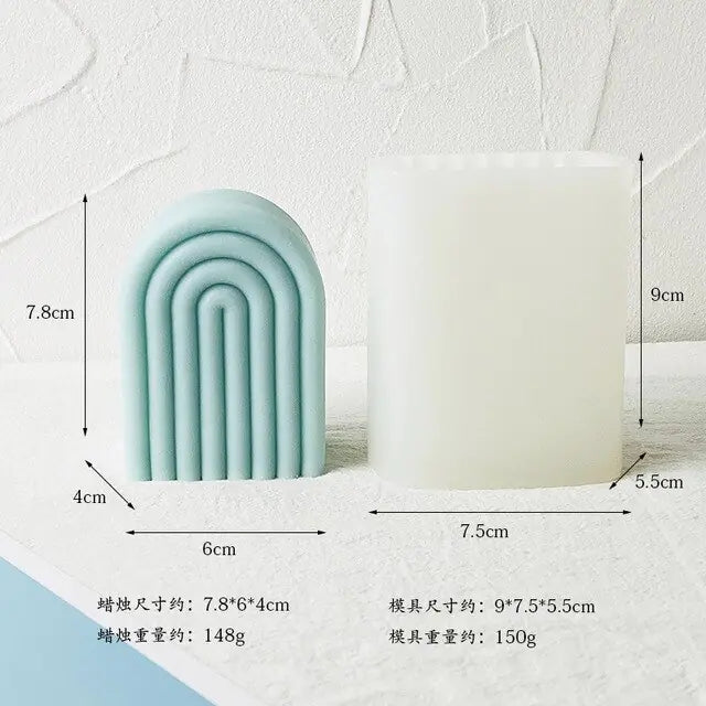 New DIY Art Geometric Rainbow U-Shaped Arch Candle Silicone Mold Handmade Craft Aromatherapy Candle Soy Wax Mould Home Decor