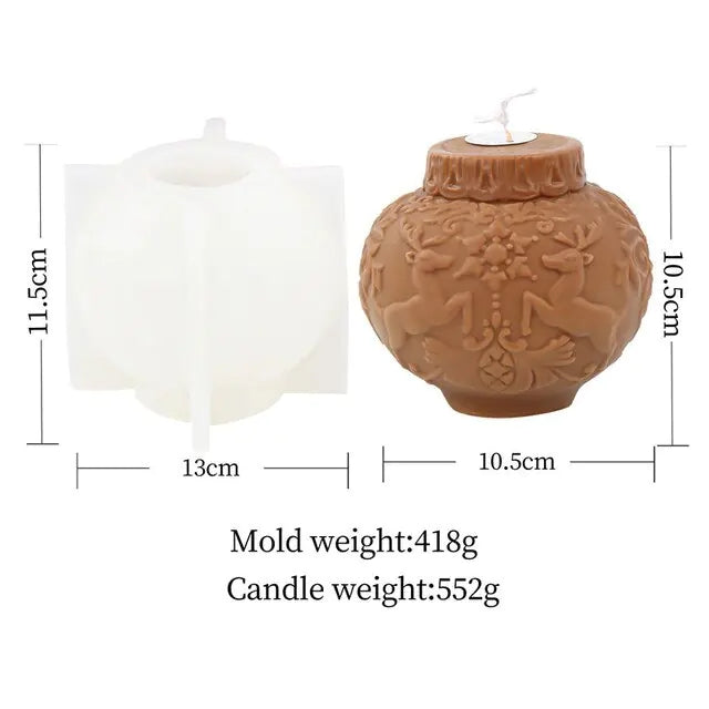 3D Elk snowflake Pattern Ball Candle Silicone Mold Christmas Ball Aroma Epoxy Resin Mold Soap Candle Making Christmas Home Decor