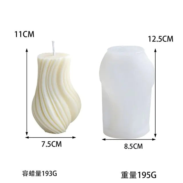 DIY Irregular geometric stripe wavy column candle silicone mold rotary stripe candle silicone mold home decoration clay mold