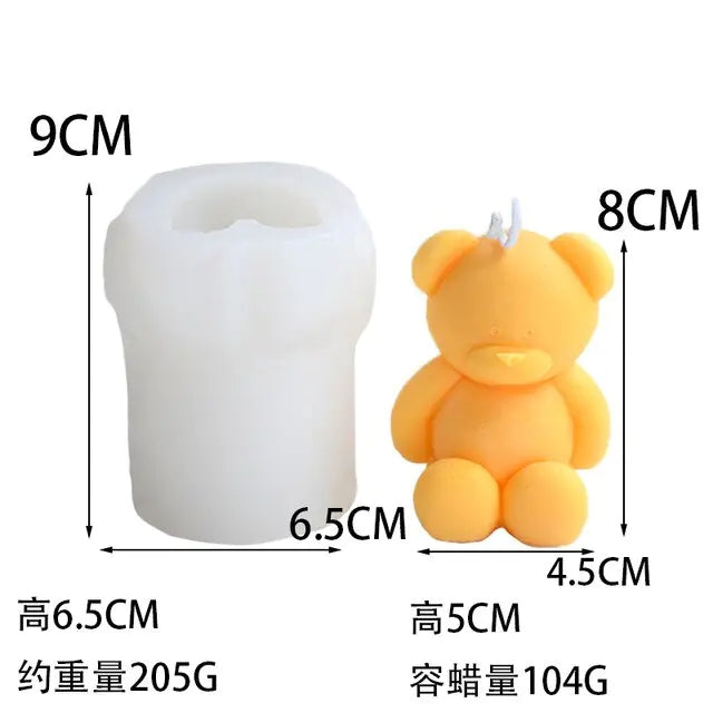 DIY Bear Candle Mold Flowers Foam Love Bear of Roses Candle Mould Chocolate Candy Cake Decor Mold for Wedding Valentine's Day