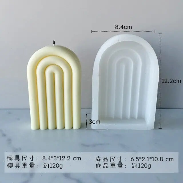 New DIY Art Geometric Rainbow U-Shaped Arch Candle Silicone Mold Handmade Craft Aromatherapy Candle Soy Wax Mould Home Decor