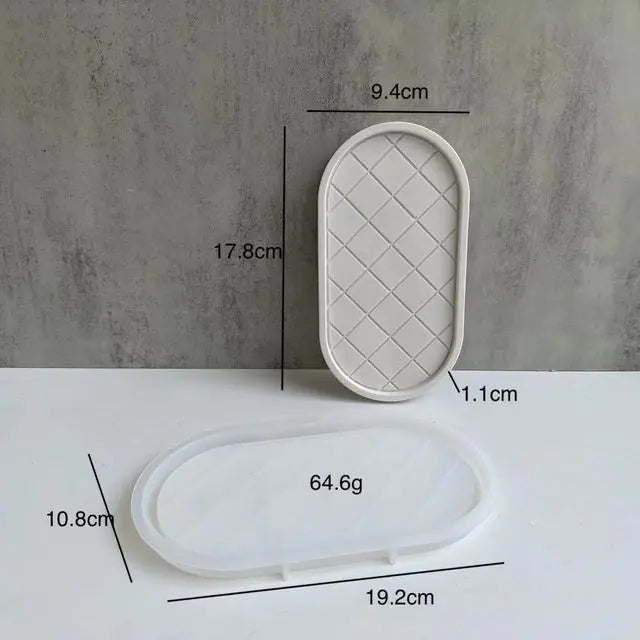 Checkerboard Round Storage Tray Silicone Mold Concrete Cement Geometric Pallet Mould DIY Round Coaster Resin Casting Molds