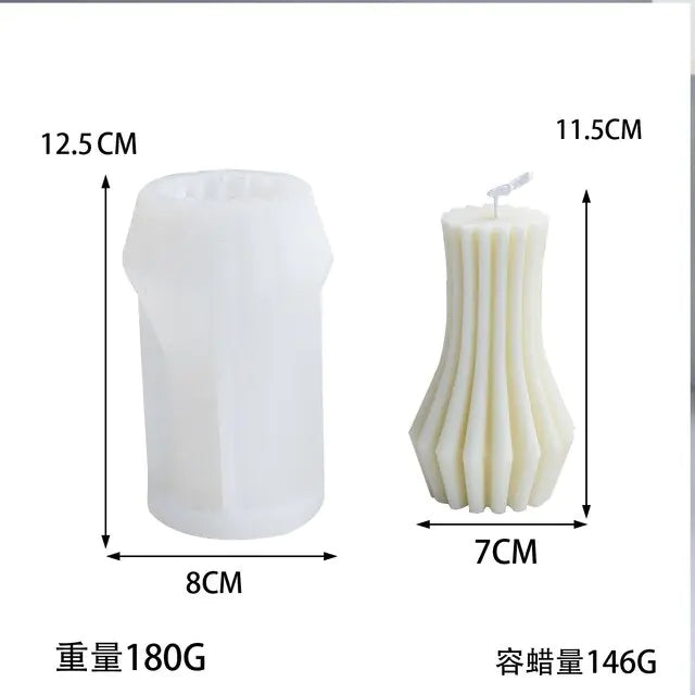 DIY Irregular geometric stripe wavy column candle silicone mold rotary stripe candle silicone mold home decoration clay mold