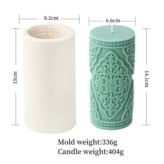 Lace Column Silicone Candle Mold for DIY Aromatherapy Candle Plaster Ornaments Soap Epoxy Resin Mould Handicrafts Making Tool