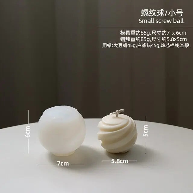 Geometric split ball candle silicone mold spiral rotating ball cake chocolate silicone mold water ripple ball silicone mold