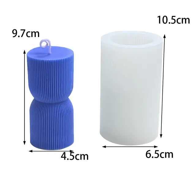 Striped cylindrical candle silicone mold Irregular geometry cylindrical candle silicone mold Home decoration soap silicone mold