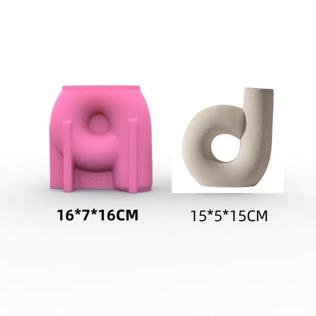 Large Abstract Nordic letter shaped vase epoxy resin silicone mold Irregular Tube Vase Concrete Cement Gypsum Silicone Mold