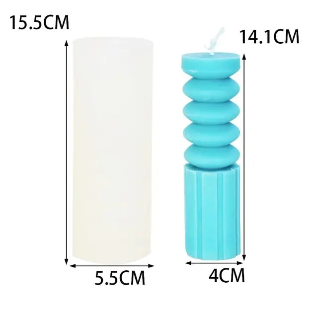 Striped cylindrical candle silicone mold Irregular geometry cylindrical candle silicone mold Home decoration soap silicone mold