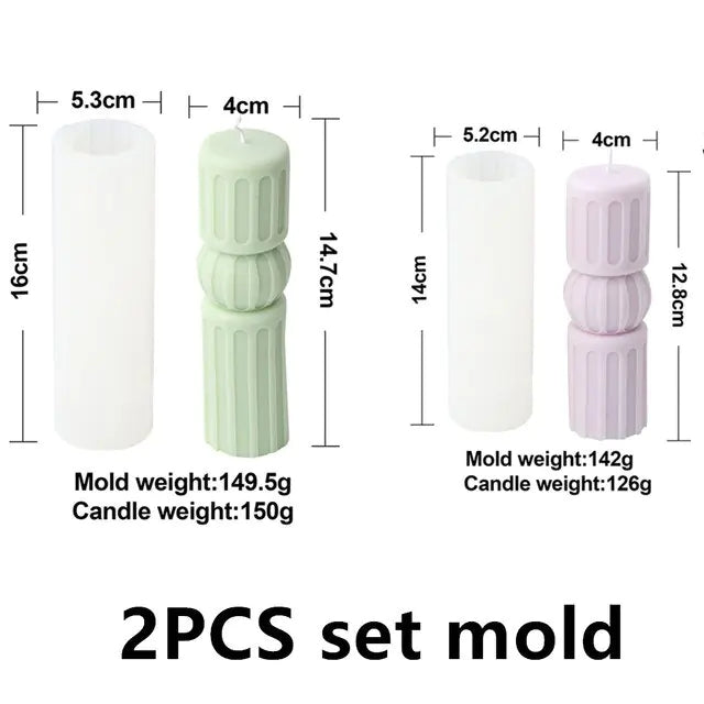 DIY New Cylindrical Tall Twirl Pillar Candle Mold Ribbed Aesthetic Twist Swirl Silicone Mould Geometric Striped Soy Wax Mold