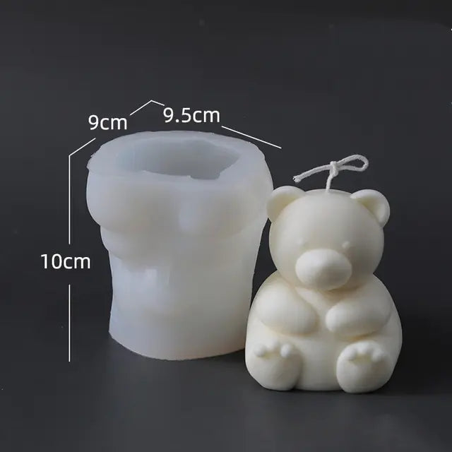 DIY Bear Candle Mold Flowers Foam Love Bear of Roses Candle Mould Chocolate Candy Cake Decor Mold for Wedding Valentine's Day