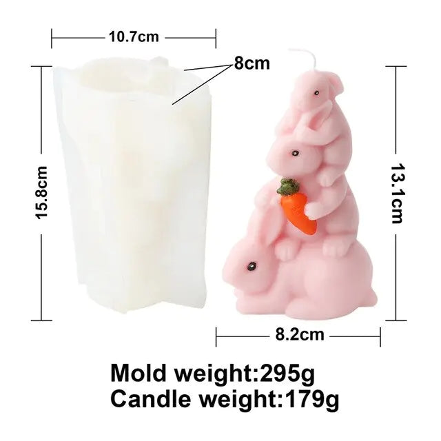 3D Cartoon Tortoise Candle Silicone Mold Cute Animal Rabbit Tortoise Family Cake Chocolate Silicone Mold Bear silicone mold