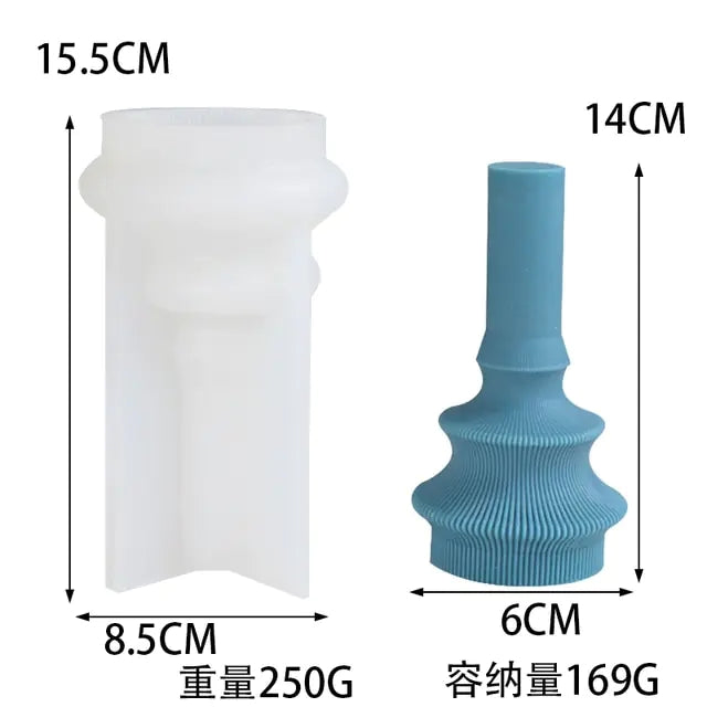 Striped cylindrical candle silicone mold Irregular geometry cylindrical candle silicone mold Home decoration soap silicone mold