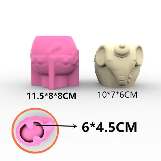 Cute Elephant Flower Pot Epoxy Resin Silicone Mold Animal Concrete Cement Succulents Plant Flower Pot Plaster Silicone Mold