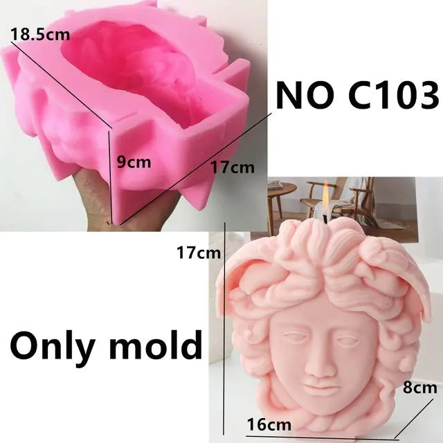 Large Medusa Bust Candle silicone Mold Geometry Acrylic Candle Mold European Style Roman Column Candle Mould Plastic Mold