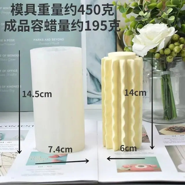 New Wavy Petal Pillar Candle Mold Home Decor Squiggle Unique Waving Design Wax Taper Patterned cylinder Candles Silicone Mould