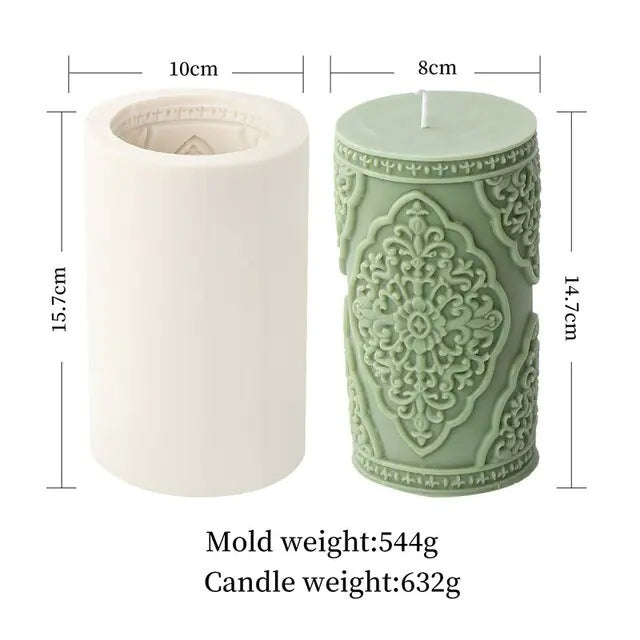 Lace Column Silicone Candle Mold for DIY Aromatherapy Candle Plaster Ornaments Soap Epoxy Resin Mould Handicrafts Making Tool