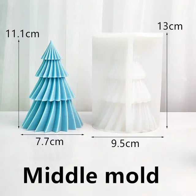 Large Geometric Spinning Pine Silicone Candle Mold Handmade Christmas Tree Aromatherapy Gypsum Resin Soap Mould Home Decor Gifts