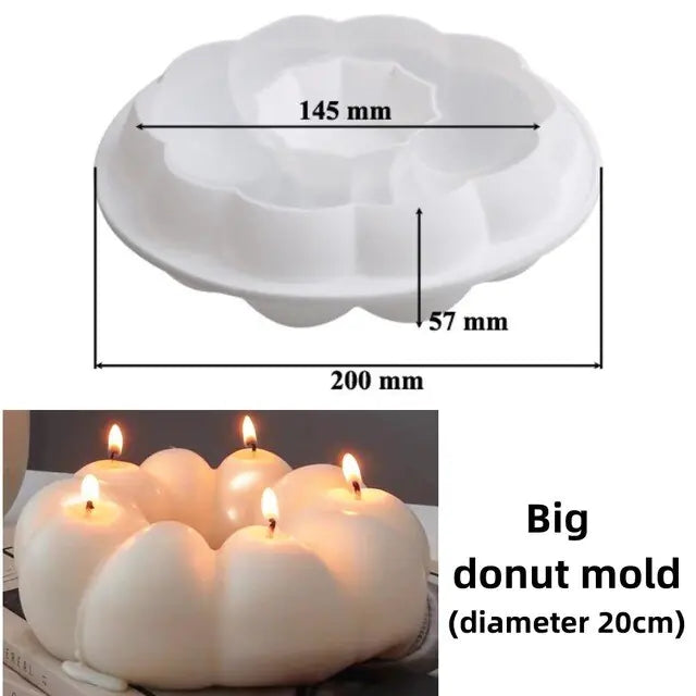 Large Various shapes Donut candle silicone mold Irregular geometric shapes doughnut mousse cake silicone mold chocolate mold