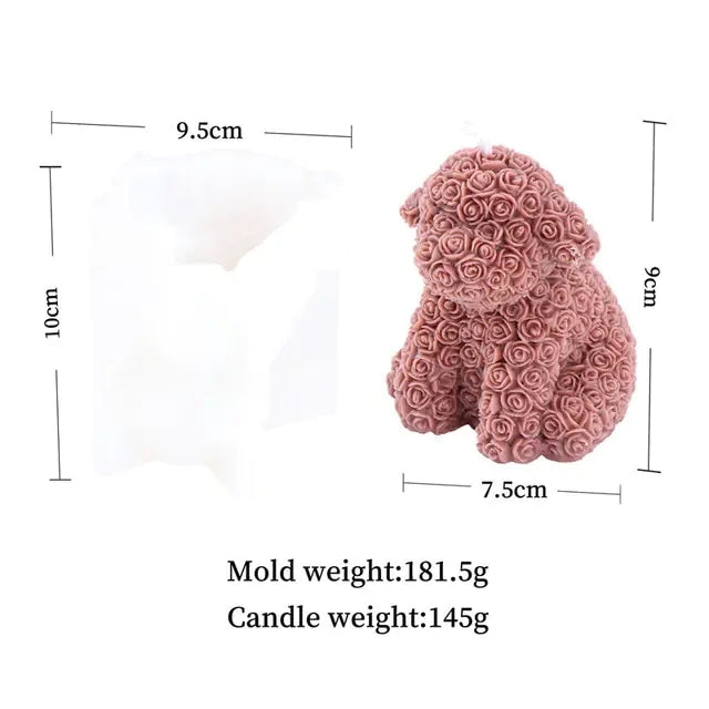 DIY Bear Candle Mold Flowers Foam Love Bear of Roses Candle Mould Chocolate Candy Cake Decor Mold for Wedding Valentine's Day