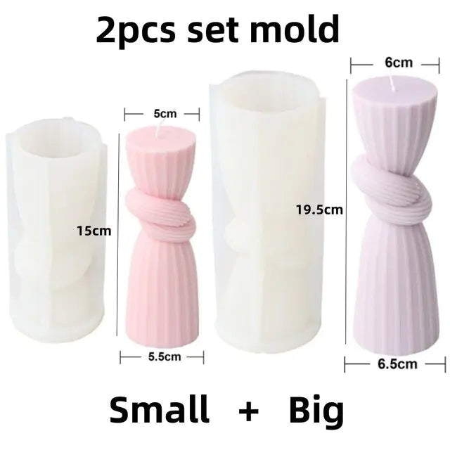 Knot Stripe Cylindrical Candle Silicone Mold New Knot Stripe thick mold DIY Geometric Shaped Spire silicone Mold home decor