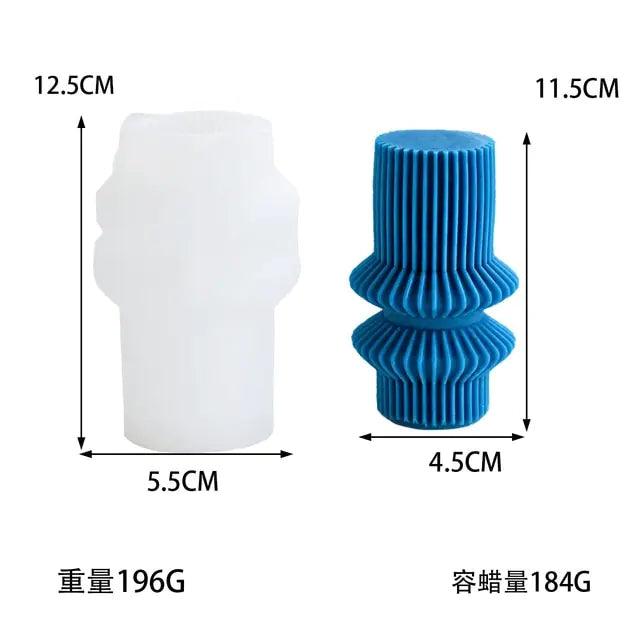New Roman Ribbed Pillar Candle Mold Cylindrical Aesthetic Silicone Mould Geometric Abstract Decorative Striped Soy Wax Mold