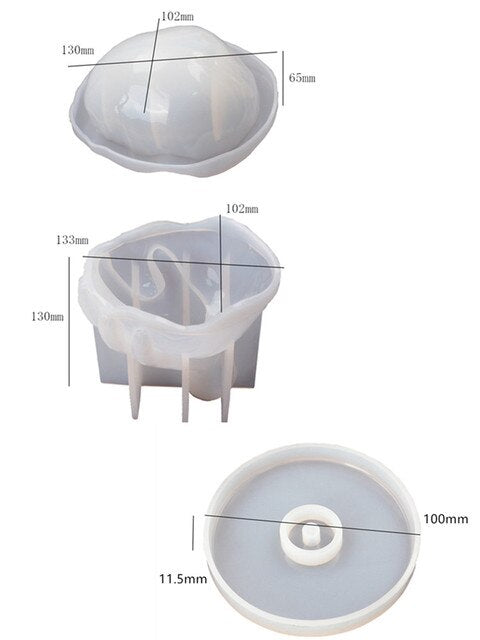 3pcs/Set Hand-Held Skull Candlestick Silicone Mold Storage Box Candle Holder Mirror Crystal Epoxy Resin Mold