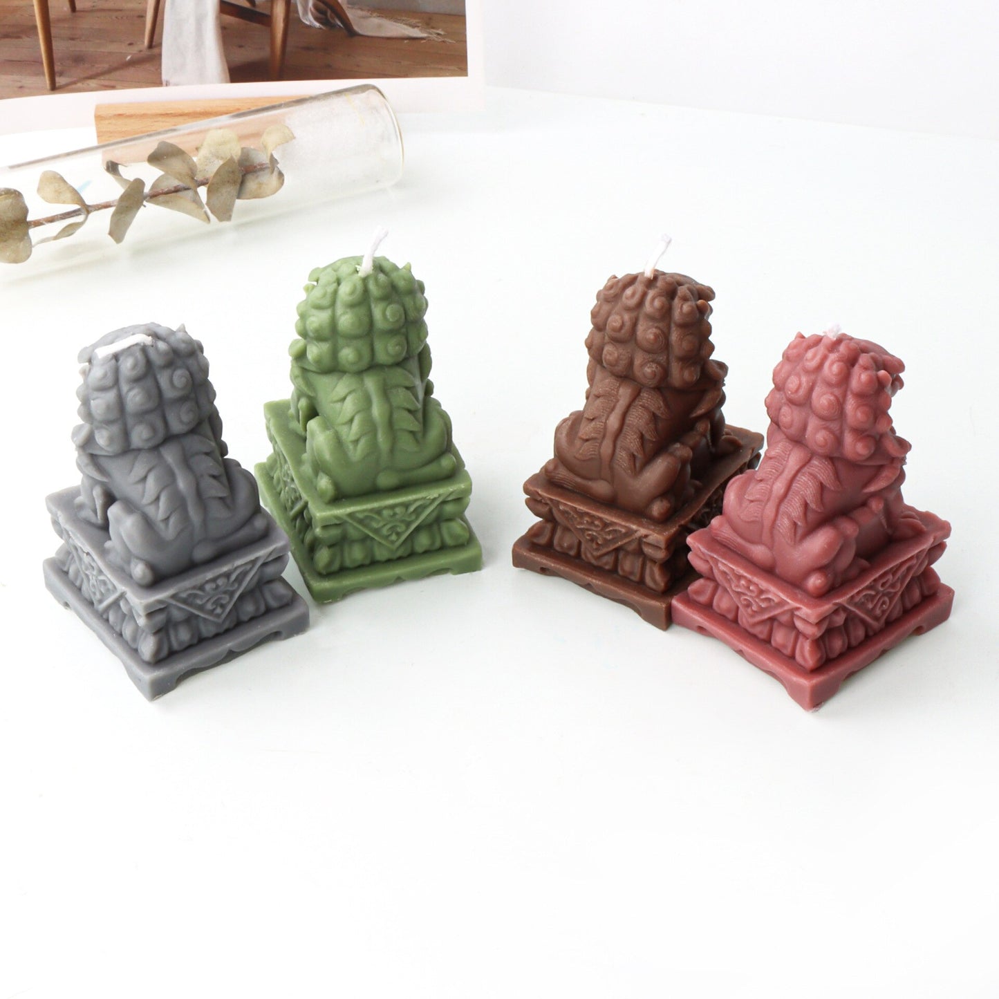 3D DIY Lovely Stone Lion Candle Silicone Mold Simulation Animal Lion Concrete Plaster Silicone Mold Home Decoration clay molds