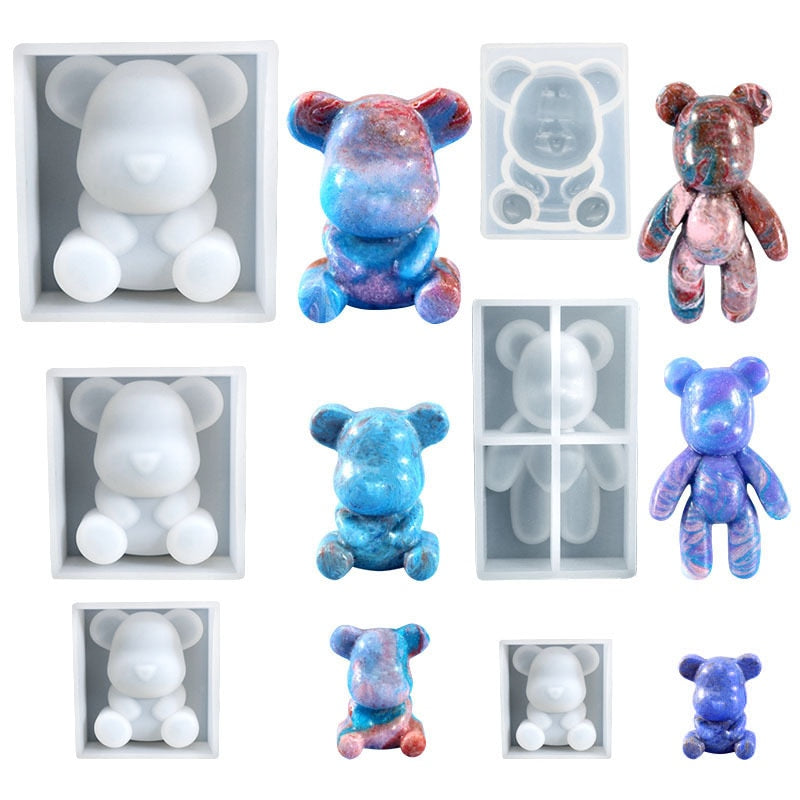 Silicone Bear Shape Mould Animals UV Molds For Resin Jewelry DIY Mold Resin Molds Transparent Making Tool DIY Kids Toy Wedding