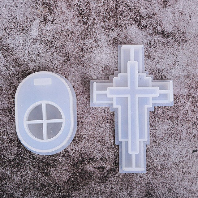 DIY Cross Candlestick Silicone Mold 3D Handmade Epoxy Resin Plaster Craft Candle Holder Casting Molds Xmas Gift Shape Home Decor