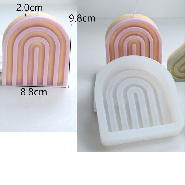 New DIY Art Geometric Rainbow U-Shaped Arch Candle Silicone Mold Handmade Craft Aromatherapy Candle Soy Wax Mould Home Decor