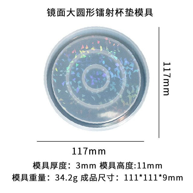 Holographic Light Shadow Coaster Silicone Mold DIY Handmade UV Epoxy Cup Pad Resin Storage Tray Making Supplies Epoxy Resin Mold