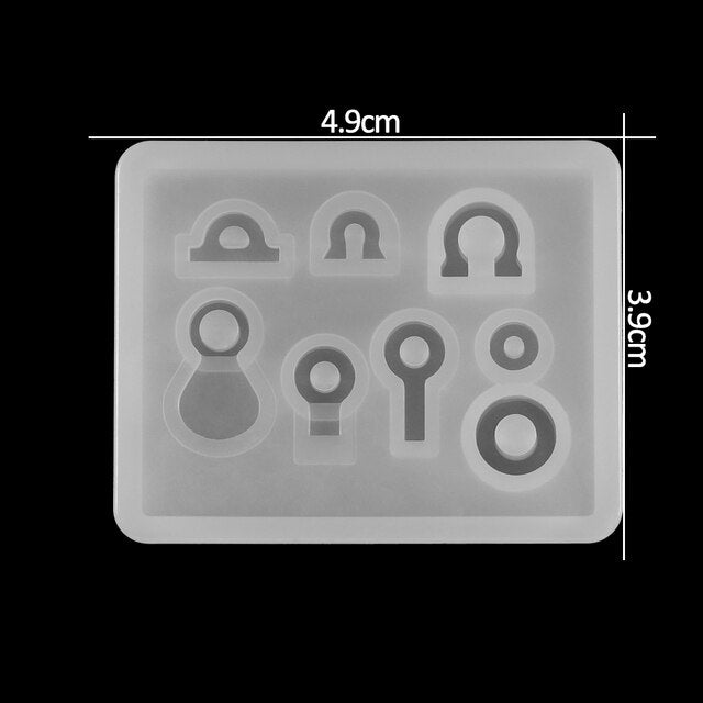 A variety of heart-shaped round oval rectangular silicone stud molds Mixed jewelry epoxy resin molds DIY jewelry making tools