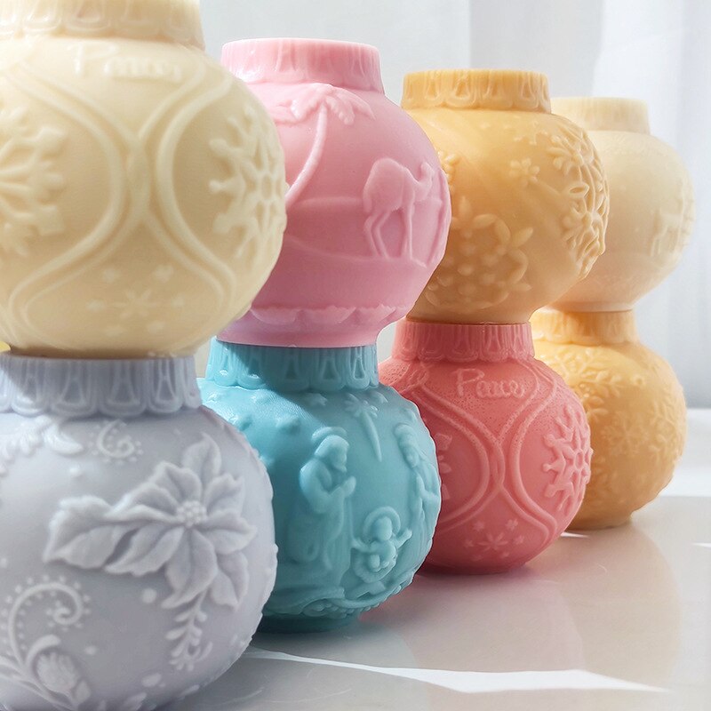 3D Elk snowflake Pattern Ball Candle Silicone Mold Christmas Ball Aroma Epoxy Resin Mold Soap Candle Making Christmas Home Decor