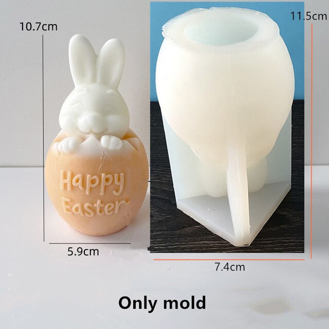 3D Egg Bunny Silicone Candle Mold Faceless Rabbit Head Aromatherapy Soap Plaster Resin Mould Candle Making Supplies Home Decor