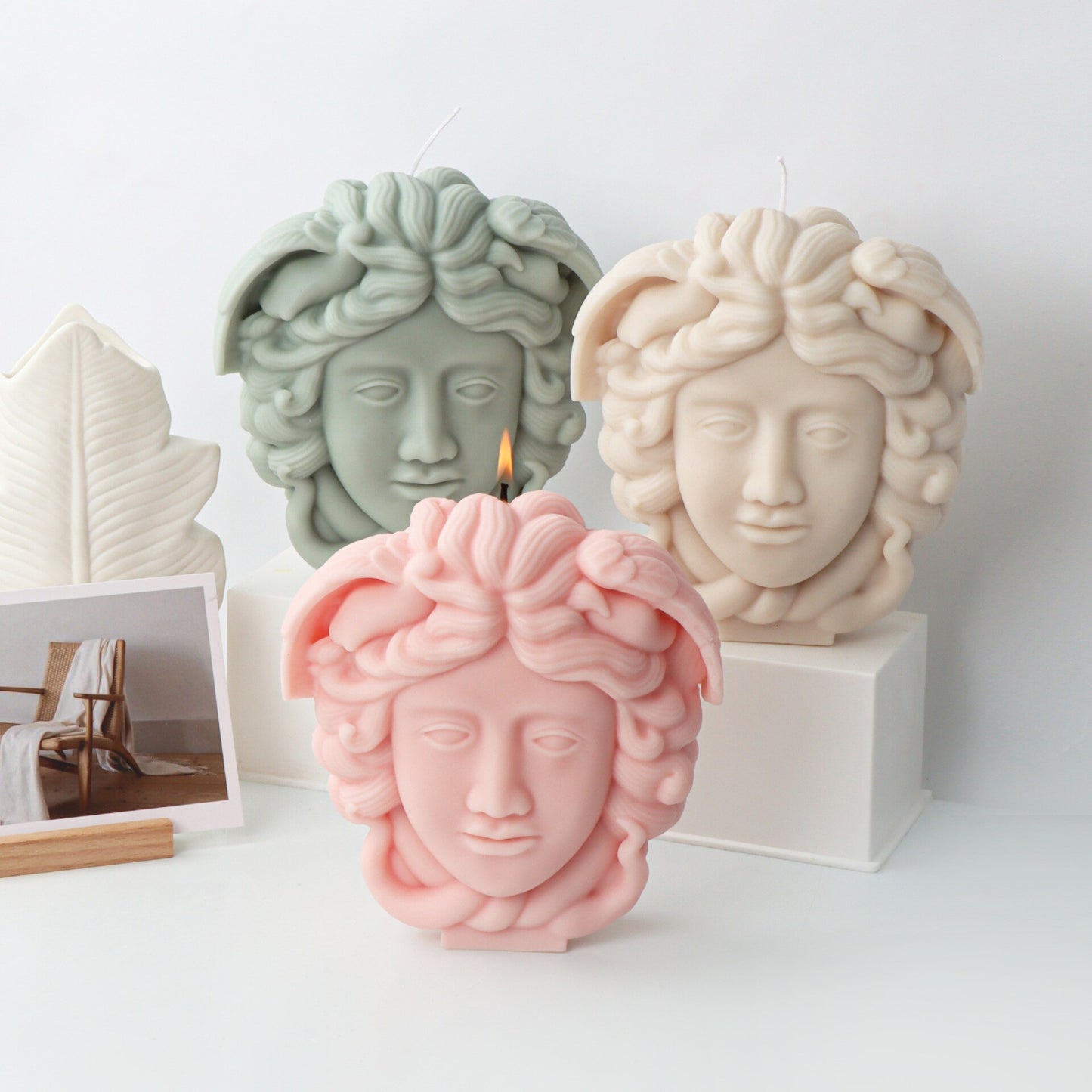 Large Medusa Bust Candle Mold Greek Sculpture Body Face Snake Hair Figure Wax Candles Silicone Mould Decoration Epoxy resin mold