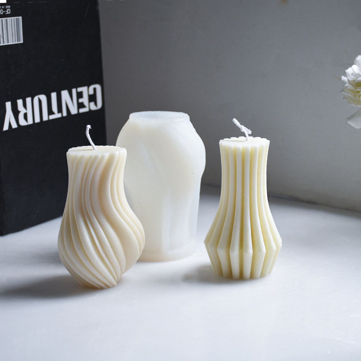 DIY Irregular geometric stripe wavy column candle silicone mold rotary stripe candle silicone mold home decoration clay mold