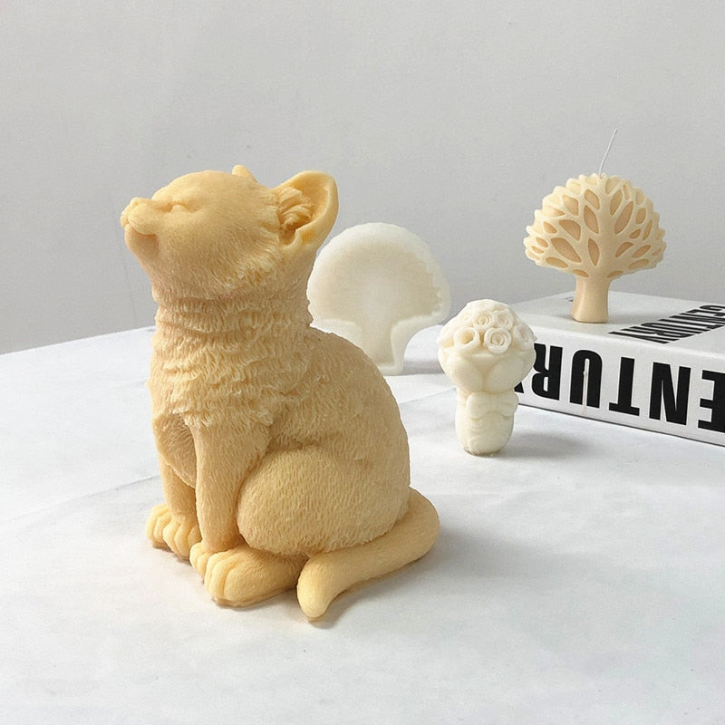 3D большая форма Свеча-кошка, животные, щенки Тедди, соевый воск, силиконовая форма, щенок, собака, любимый, домашний декор, рождественский по