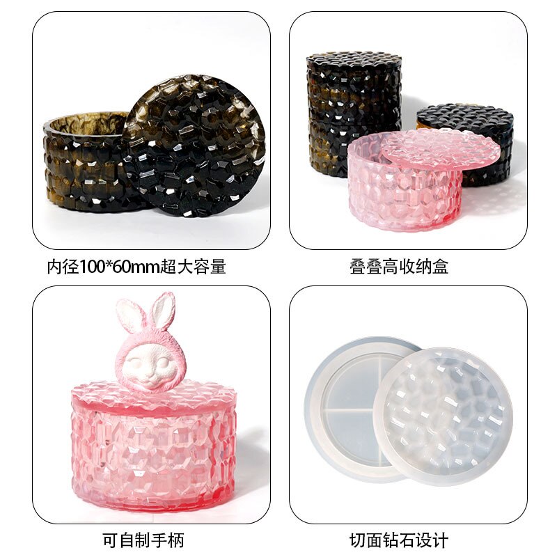 Storage Box Silicone Resin Mold DIY Crystal UV Epoxy Resin with Lid Candle Holder Box Mould Epoxy Casting Resin Mold Home Decor
