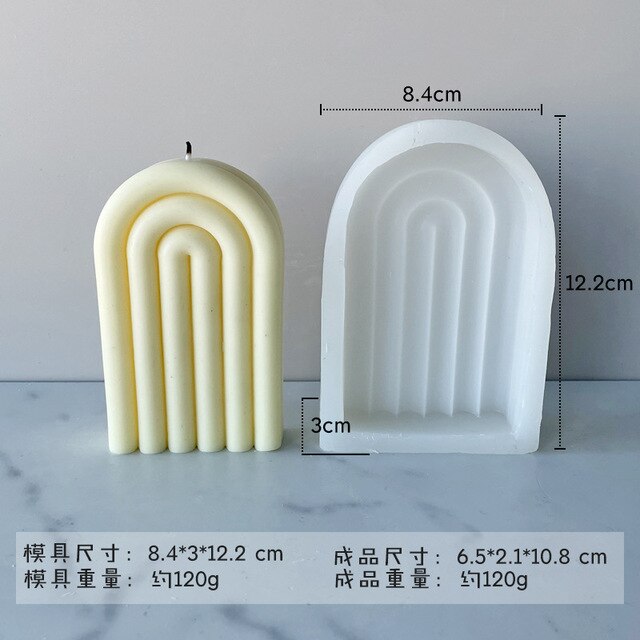 New DIY Art Geometric Rainbow U-Shaped Arch Candle Silicone Mold Handmade Craft Aromatherapy Candle Soy Wax Mould Home Decor