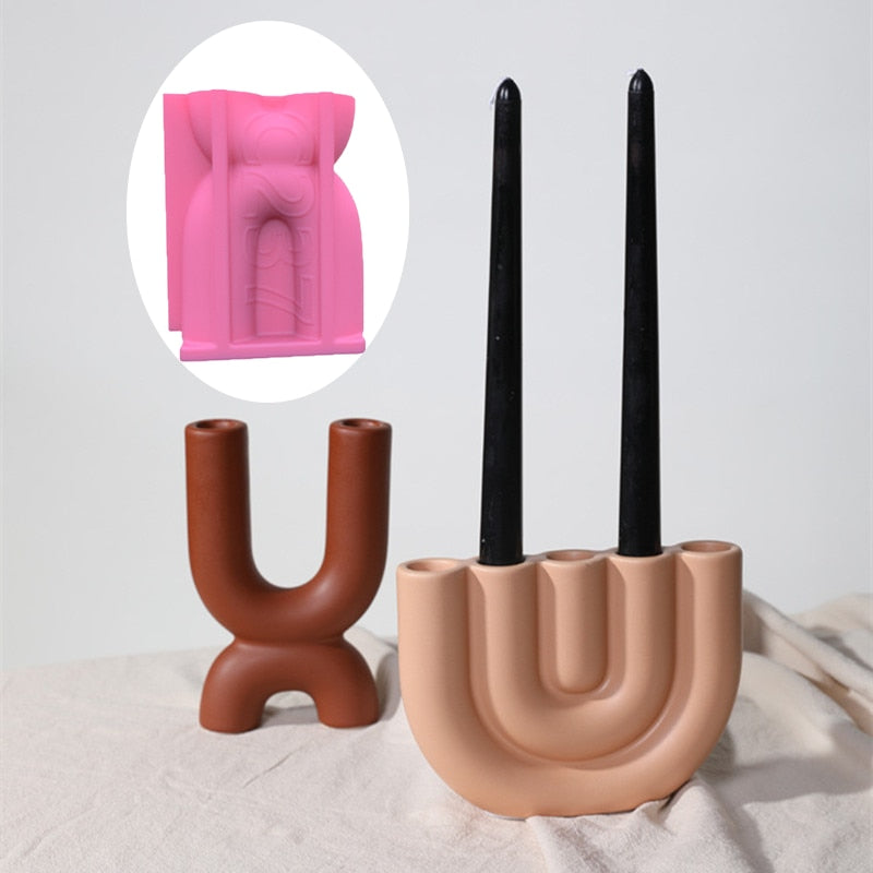 Large candle holder Epoxy resin silicone mold Unique Household Arch Vase Mold For Succulent Flower Silicone Mold Concrete Mould