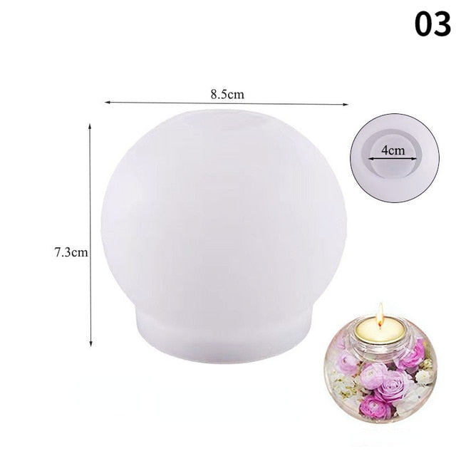 Round Ball-Shape Candle Holder Silicone Mold DIY Handicrafts Tealight Candlesticks Epoxy Resin Molds Wedding Home Decoration