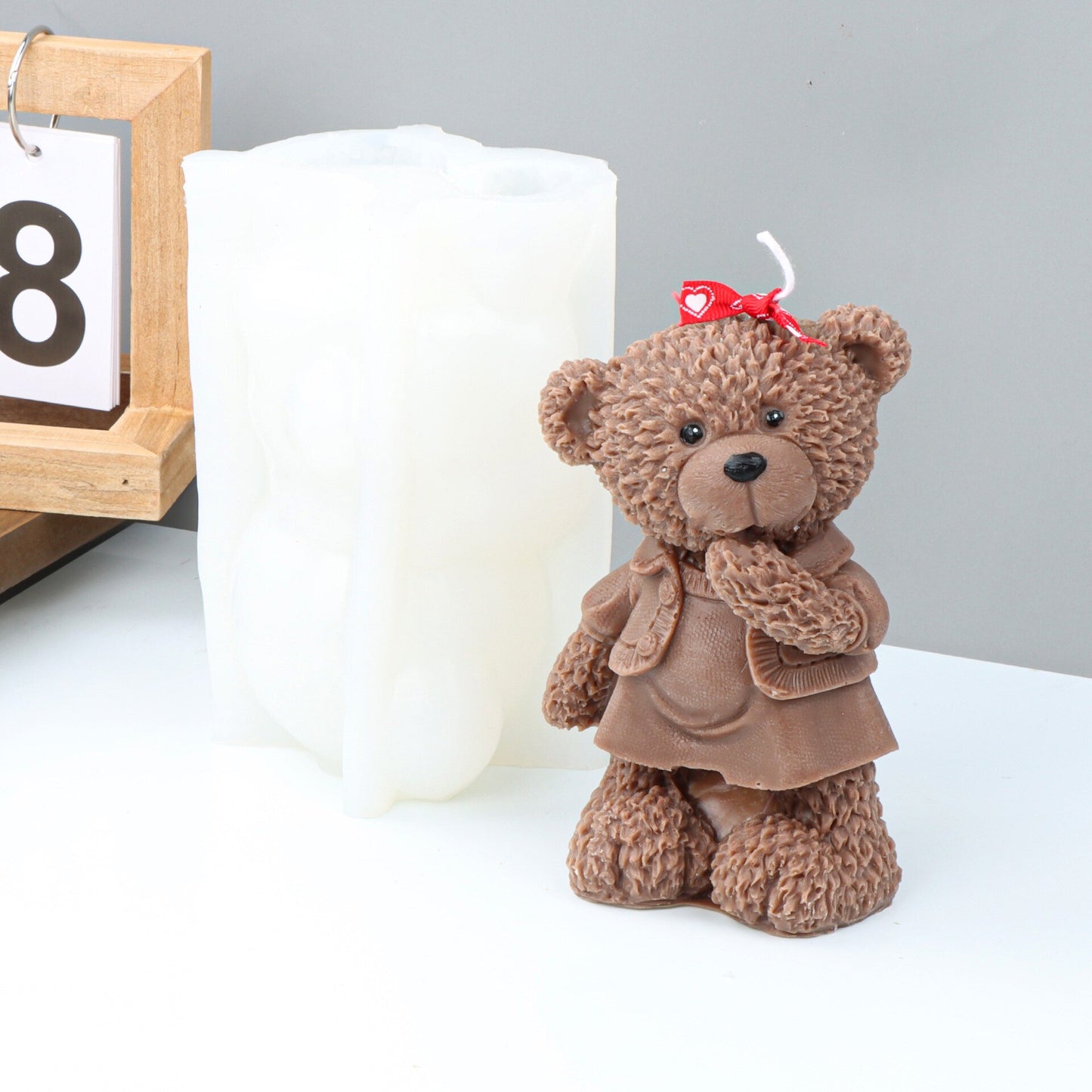 Large 3D Cute teddy animal bear candle silicone mold bear father mother cake chocolate silicone mold soap mold home decoration