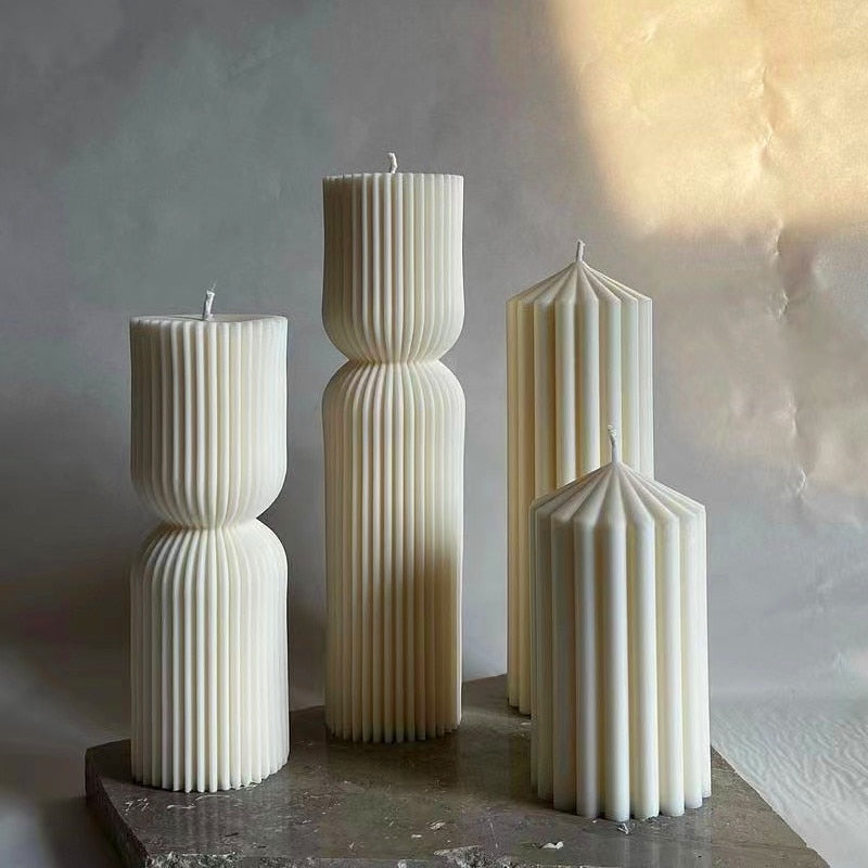 Striped cylindrical candle silicone mold Irregular geometry cylindrical candle silicone mold Home decoration soap silicone mold