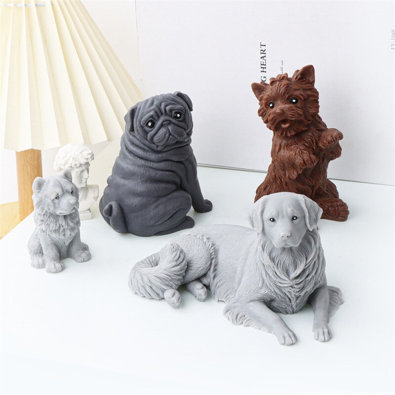 3D Cute Shapi Dog Animal Candle Silicone Mold Teddy Dog Candle Silicone Mold Lovely Cat Cake Chocolate Silicone Mold clay molds